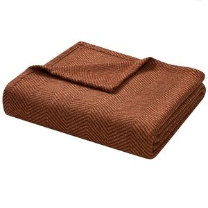 NWT Beautiful by Drew Barrymore Rust Woven Herringbone Throw | 50" x 60"